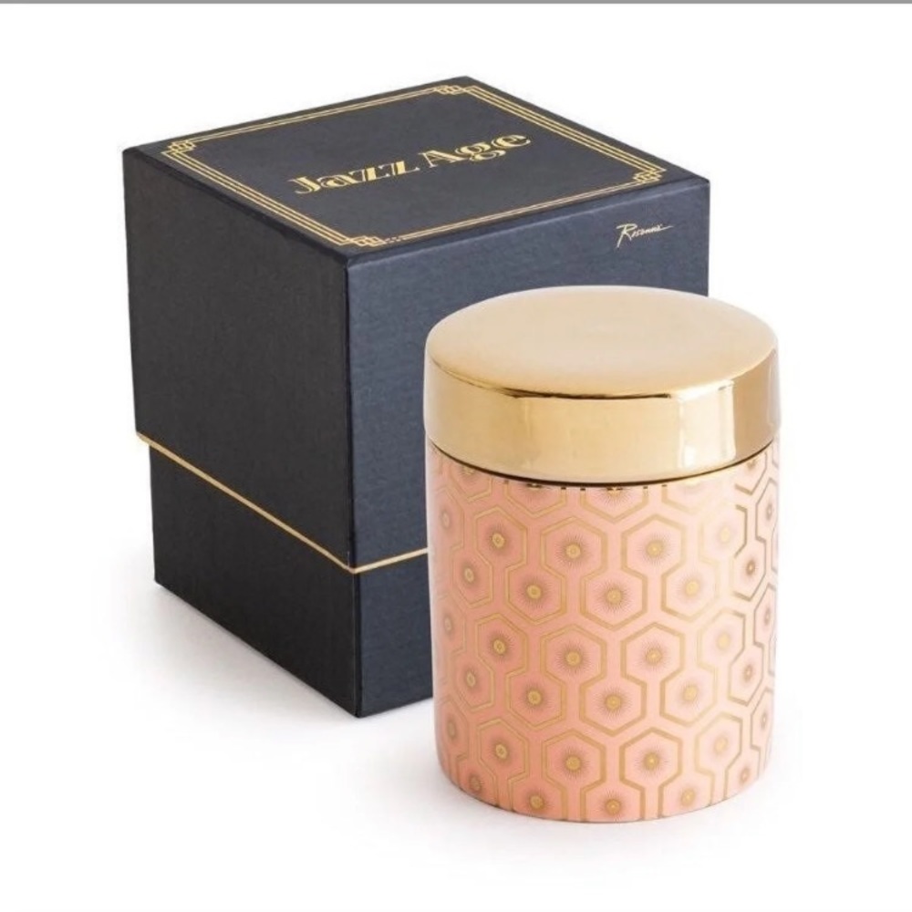 Rozanna Jazz Age Vessel Storage Ceramic Container Pink & Gold New